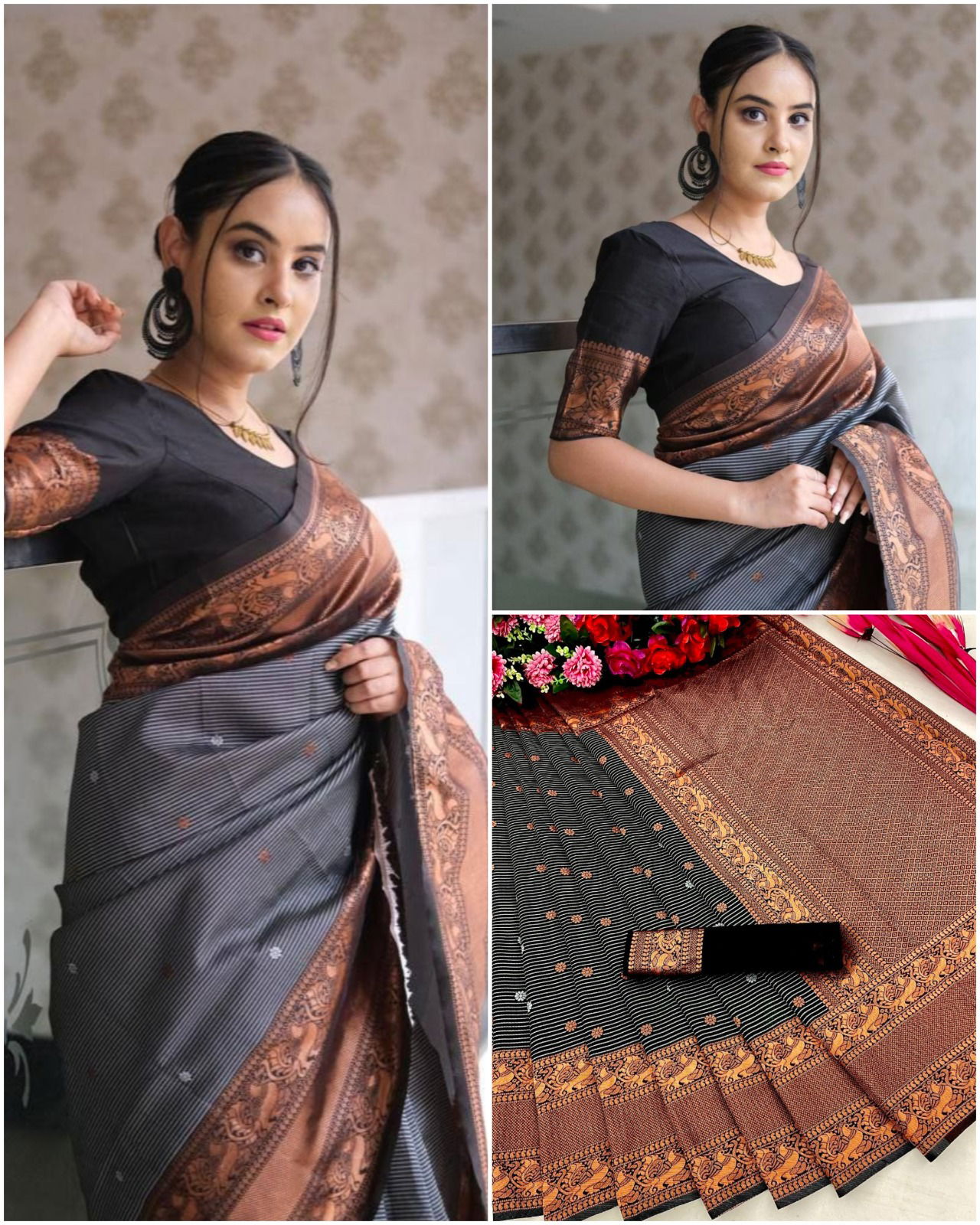 MF Black Designer Banarasi Silk Sarees Wholesale Price In Surat
